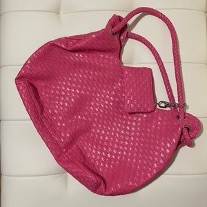 NWOT Pink Woven Shoulder Bag with a matching coin purse